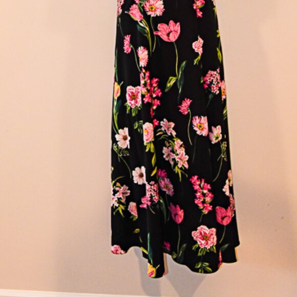 Karl Lagerfeld Paris Long Dress Black with floral print Size 14 - Picture 2 of 7